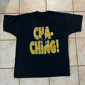 VTG New Orleans Saints Single Stitch T-Shirt Football 'Cha-Ching!'‎ Black, Sz L